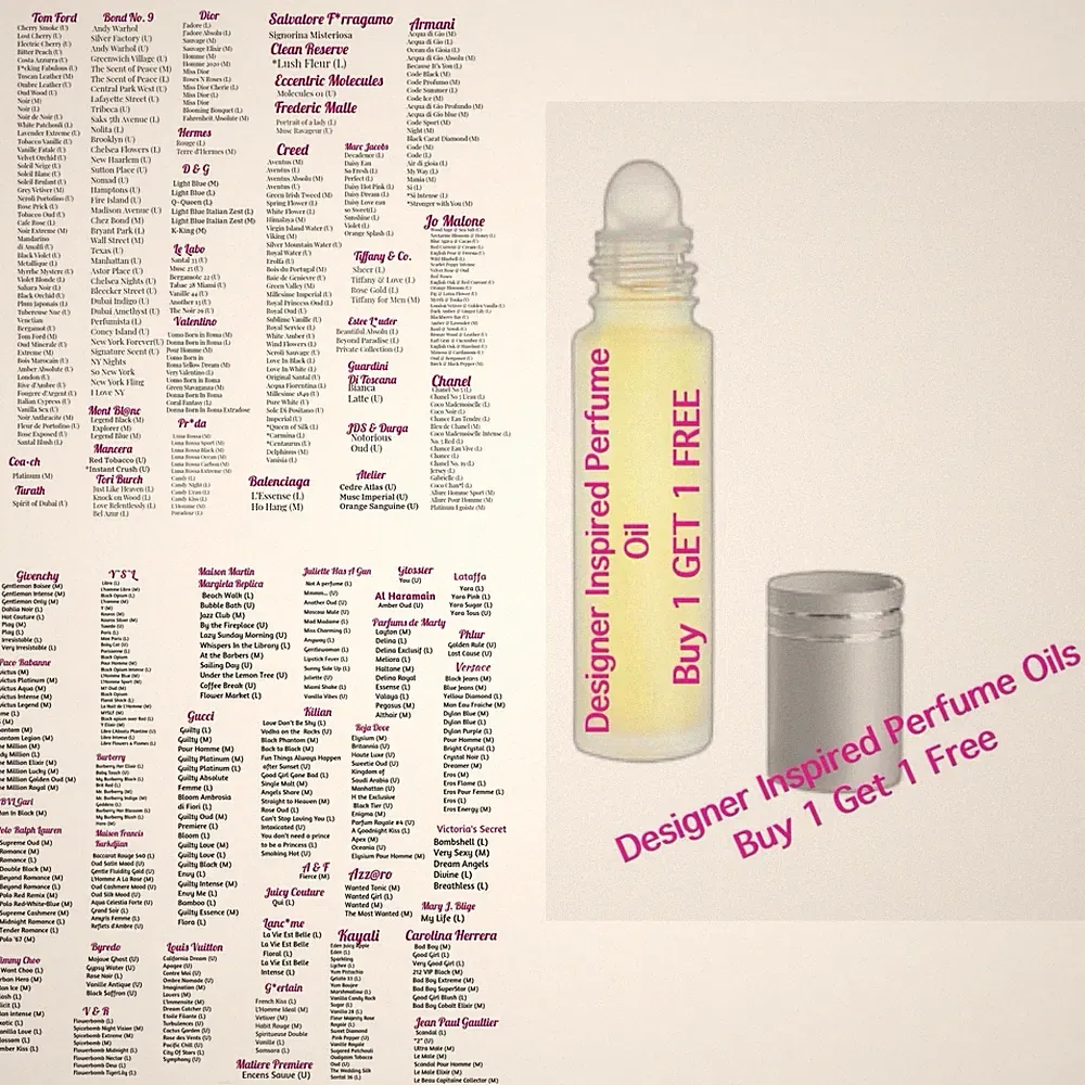 10mL R0LL ON PERFUME OILS•500+ PERFUME SCENT IMPRESSIONS•BUY 1 GET 1 FREE