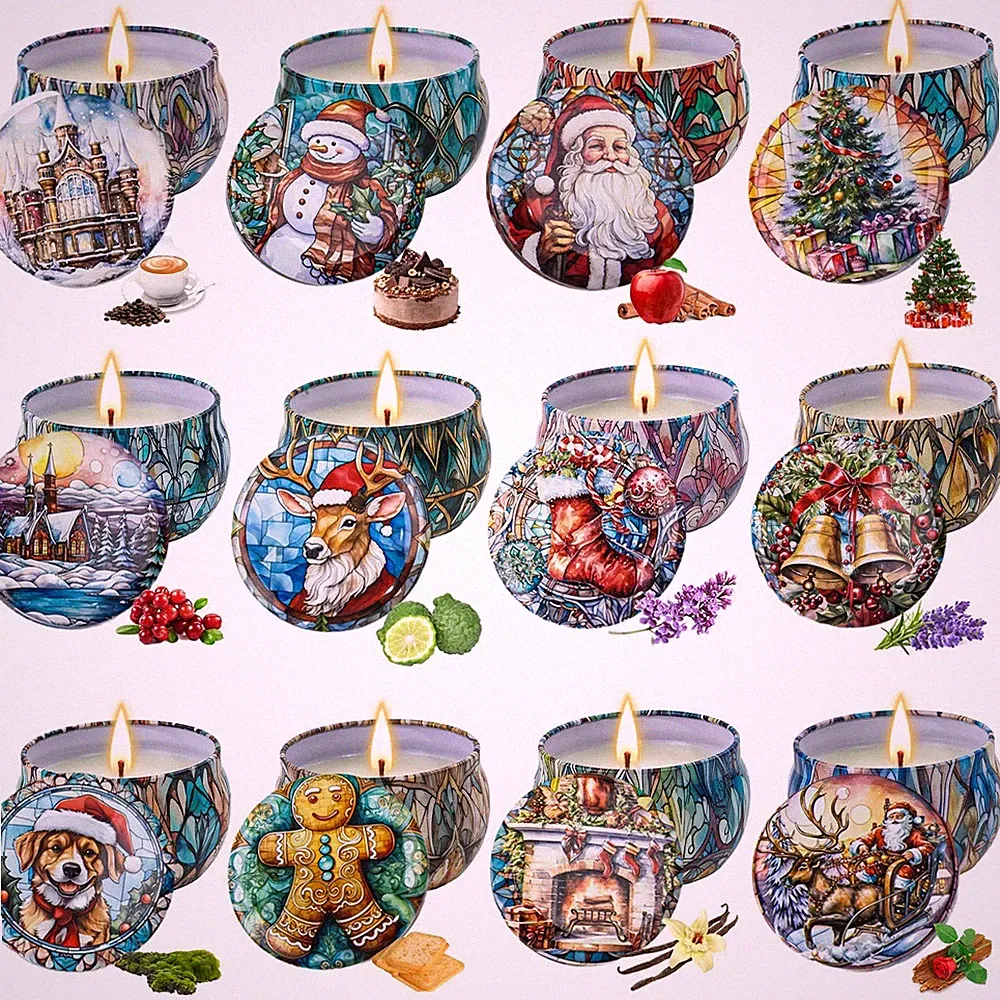 12 Pack Christmas Scented Candles Gifts Set for Women, Candles for Home Scent...