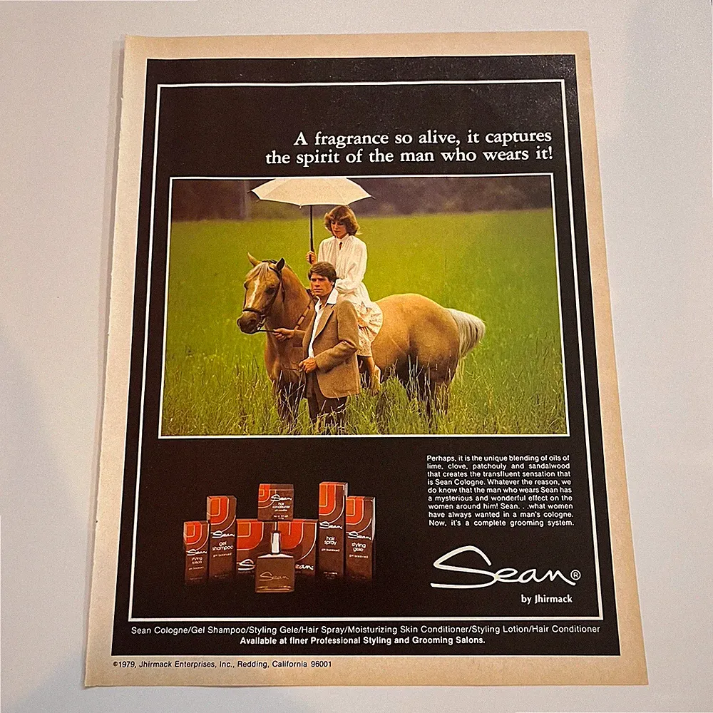 1979 Sean Cologne By Jhirmack Print Ad Original Vintage Men Man Redding CA
