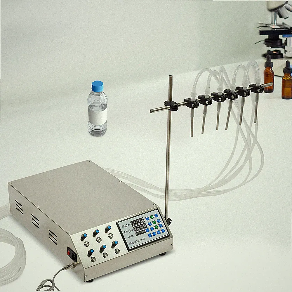 6 Head Electric Digital Pump Liquid Filling Machine For Perfume Water Oil Filler