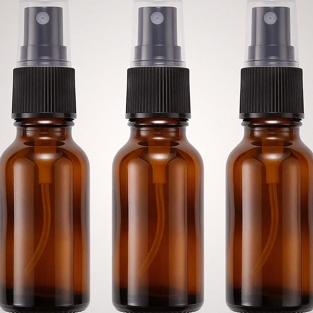 erioctry 3PCS 15ml 0.5oz Portable Amber Glass Spray Bottles 0.5 Ounces, amber