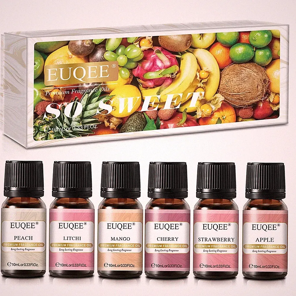 EUQEE Premium Fruit Fragrance Oils Gift Set for So Sweet 6x10mlStrawberry, C...