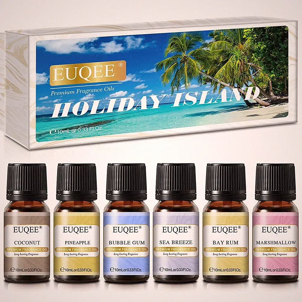 EUQEE Summer Fragrance Oil Gift Set of 6，Holiday Island Essential Oils Set fo...